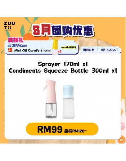 【Maizi recommend】ZUUTii Bundle Condiments Squeeze Bottle 300ml + Multi Purpose Spray 170ml x 1