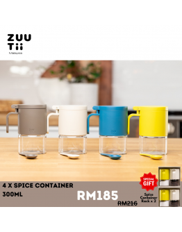 【JAM exclusive】Bundle ZUUTii Spice Container 300ml x 4 free 2 x Spice Container Rack